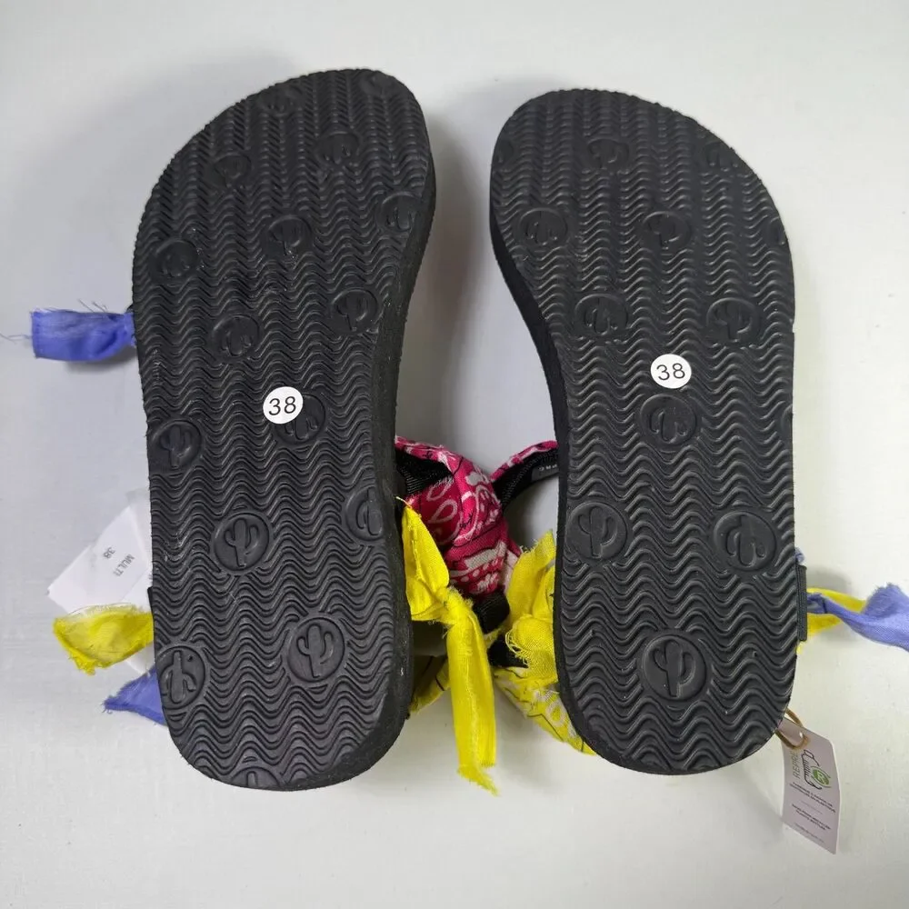 Arizona Love Trekky Bandana Sandals US 8 Multicolor Strappy Boho Eco Friendly - Picture 7 of 7